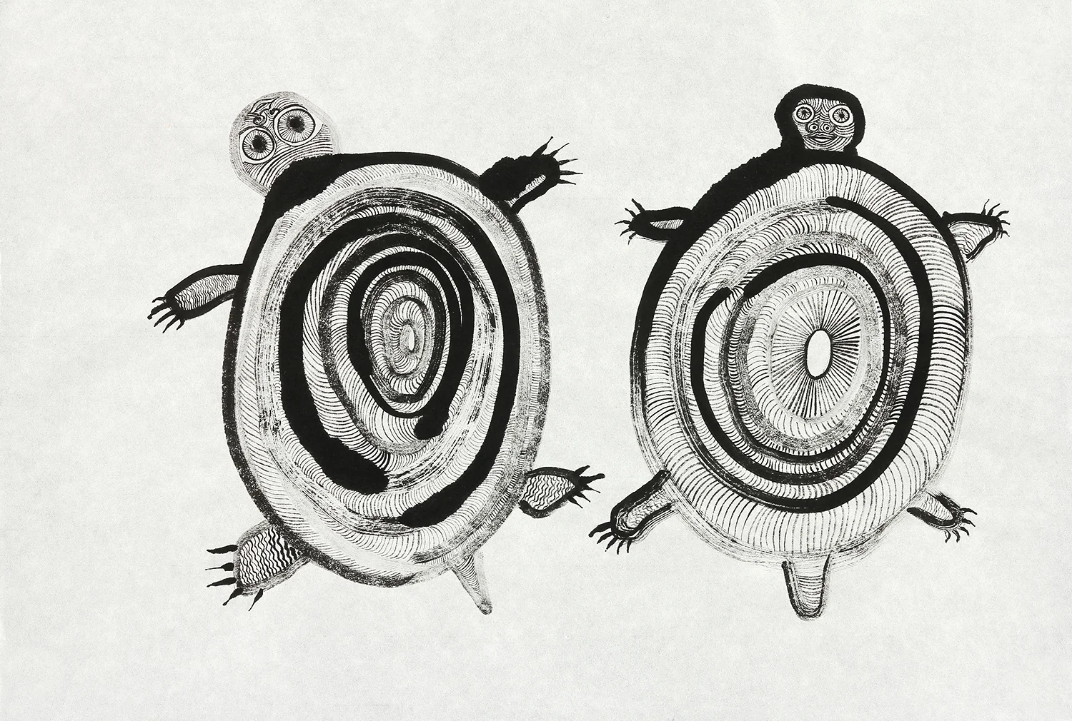Two Turtles sumi ink on rice paper 17" x 23" 2016