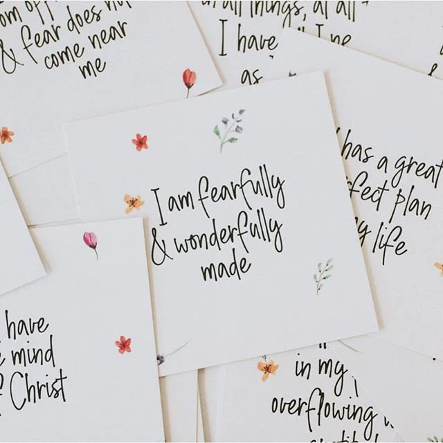 “I am fearfully & wonderfully made” 🌸 We hope you know and remember this today. That you are you. No one is like you. You were CREATED. Fearfully. Wonderfully. With purpose. Let yourself believe it. 🌸

#kingdomaffirmationcards #kingdomaffirmations #affirmationcards #kingdomwomen #christianwomeninbusiness  #christiangifts #kingdommindset #dailyaffirmations #createthelifeyoulove #womeninministry #womensministry #thoughtfulgifts #fidelizcruz  #graphicdesign #womenoftruth #koorong #journal #guidedjournal #devotional #devotionalsforwomen #godsword #whitedeergd #wildlilyresources #christianresources #womenofgod #affirmationcards #wildlilyresources #wordbookstore #godsword