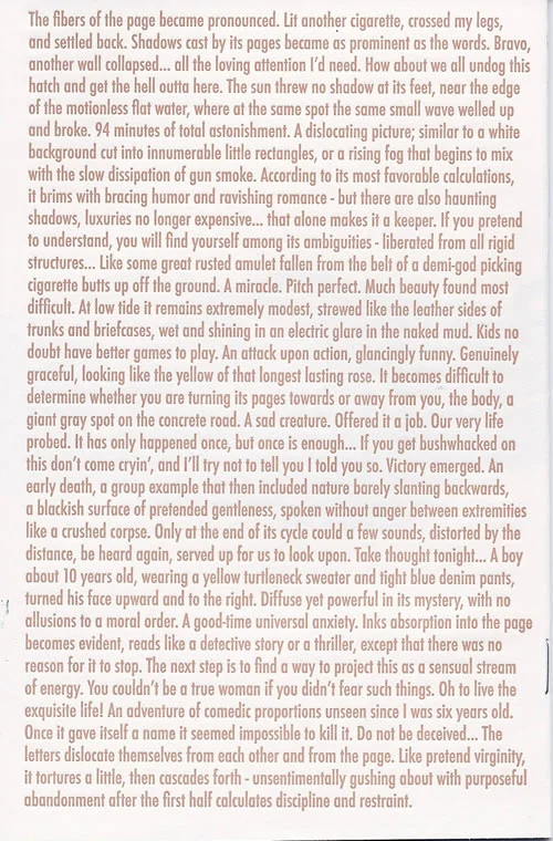 Kim Gordon, Rick Myers, Ben Estes – Announcement for a poem