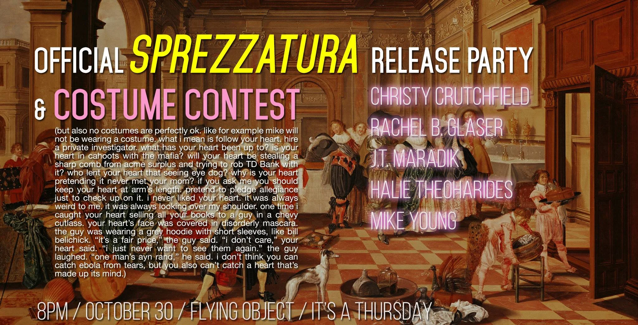 OFFICIAL SPREZZATURA RELEASE PARTY AND COSTUME CONTEST