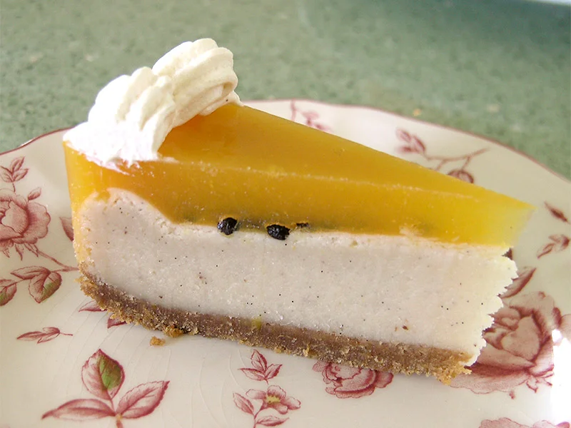 White Chocolate and Passionfruit Cheesecake.