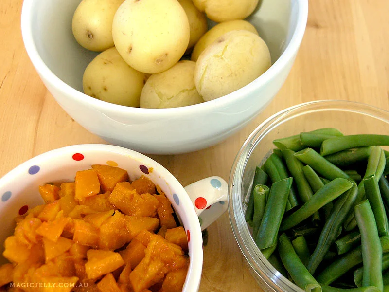 The prepared vegetables.
