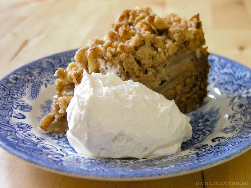 Cinnamon Coffee Cake from The Joy of Vegan Baking , with the addition of apples, & served with my own recipe for whipped cashew cream (that I'll be sharing on my blog soon!)