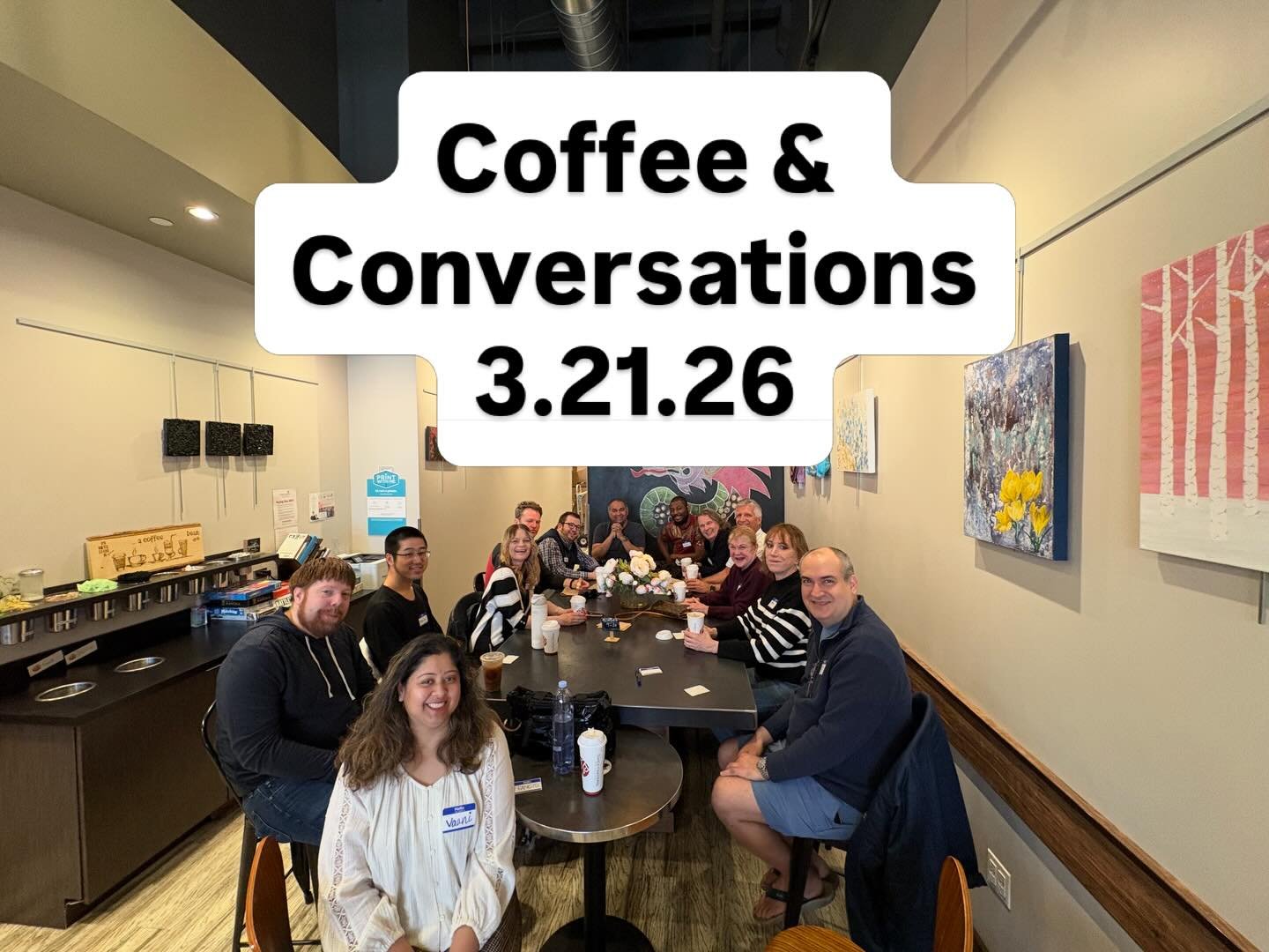 Coffee &amp; Conversations 3.21.26. Our intellectual discussion meetup. Today was on &ldquo;ambition&rdquo;. #church @meetup #naperville