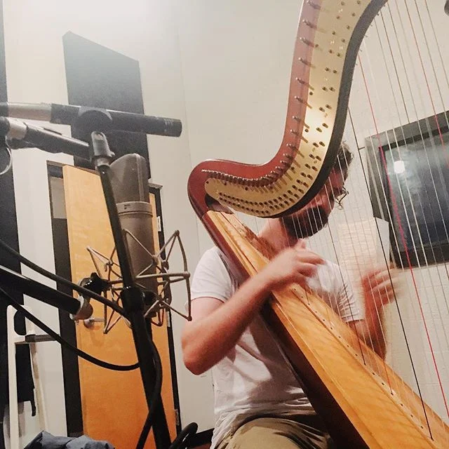 Had harpist @stephanhaluska in the studio this morning working with @marcusalanward. Excited to run the parts through tape at @akronrecordingcompany to really bring out the great tones we got today! 
#studio #cleveland #producer #mixer #marcusalanwar