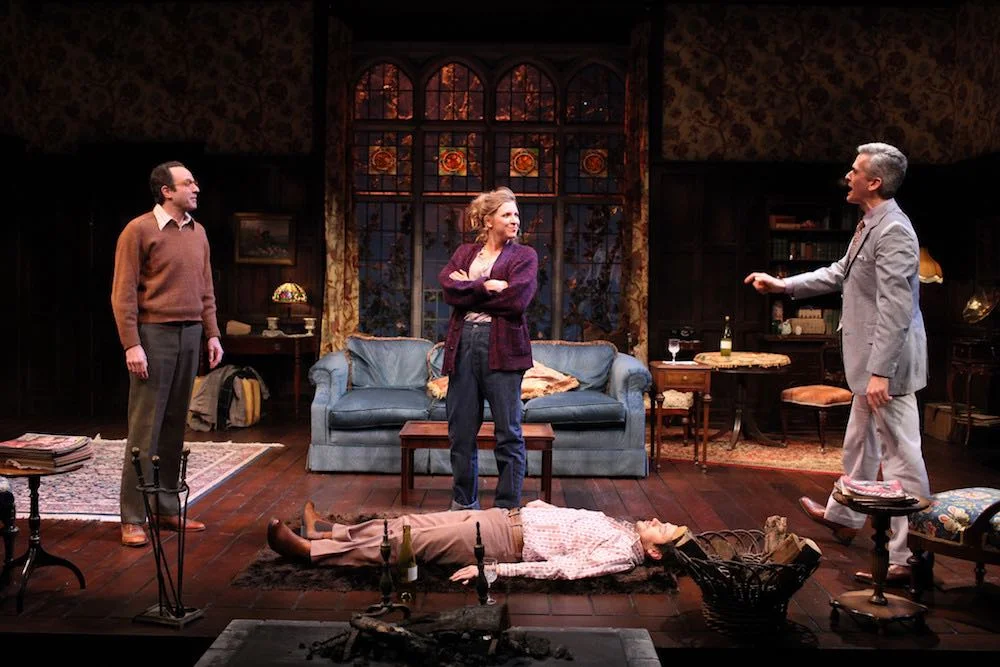 David Mason, Jenni Putney, Richard Gallagher, and Mark Light-Orr in “Living Together,” part of Alan Ayckbourn’s “The Norman Conquests,” at Northern Stage. (Photo by Rob Strong)
