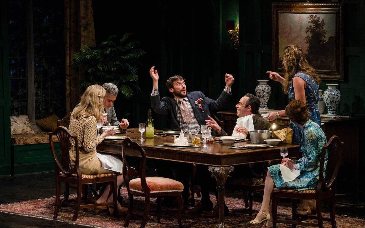 The cast of "Table Manners," part of Alan Ayckbourn's "The Norman Conquests," at Dorset Theatre Festival. (Photo by Taylor Crichton)