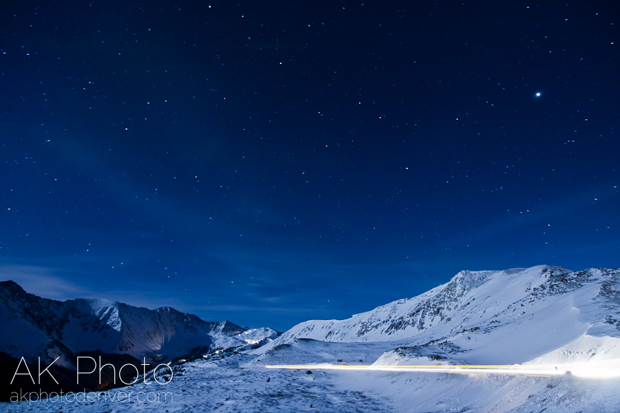 Jupiter lingering above Loveland Pass (astrophotography by Andrew Kowalyshyn, AKPHOTO)