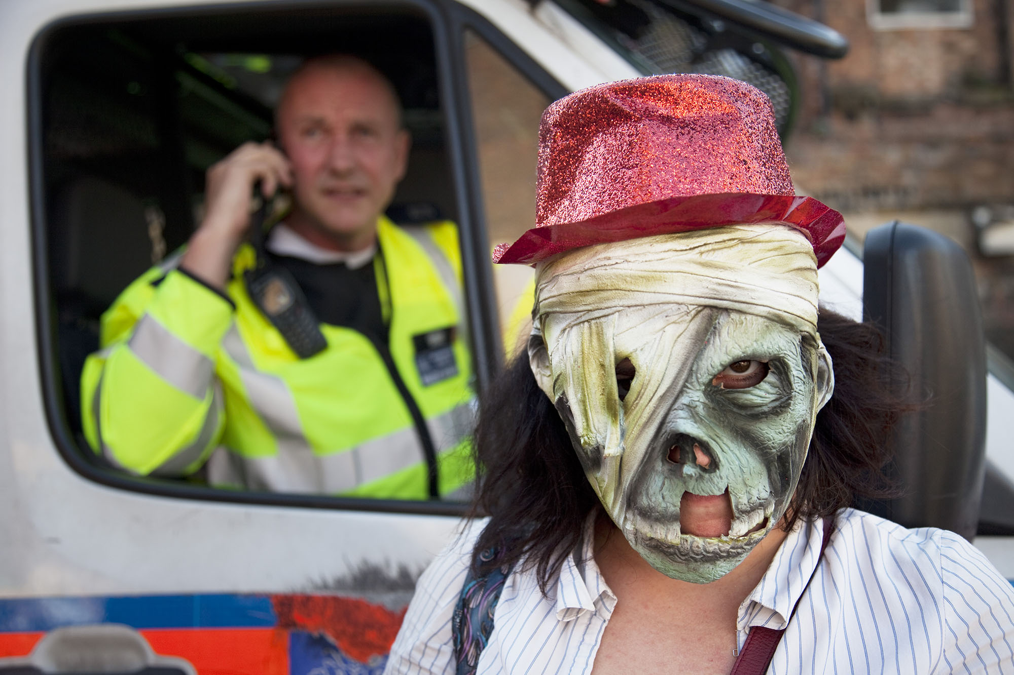  Stoke Newington Zombie-a-thon protest in North London to demonstrate against the planned opening of a large Sainsbury's supermarket. 