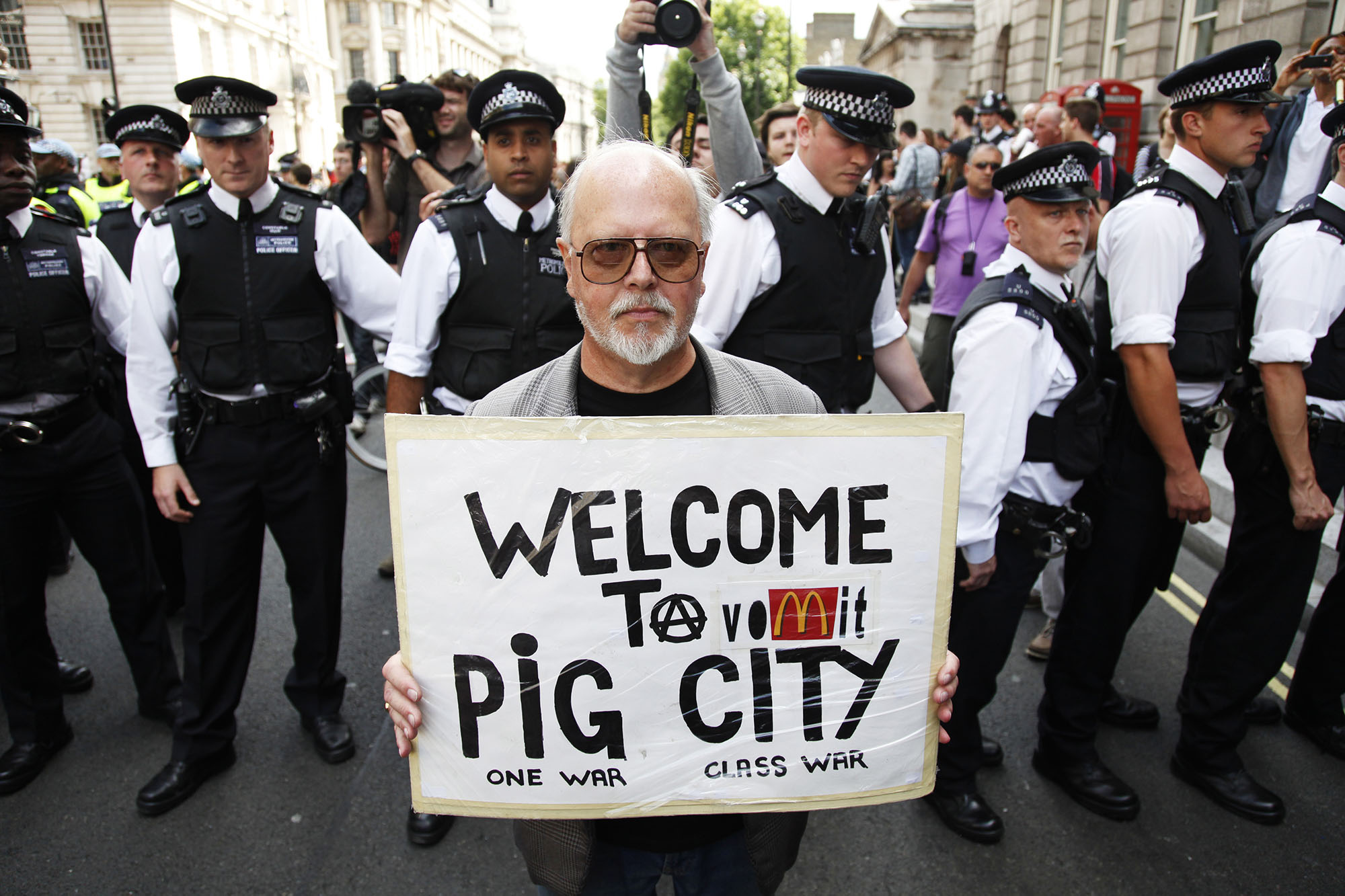 Welcome to Pig City, a regular on the demo circuit. 