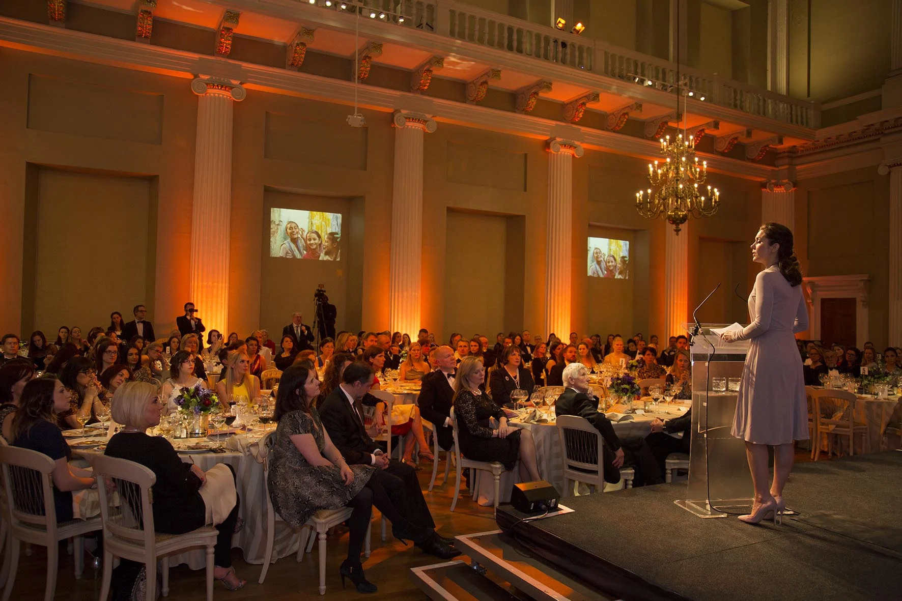 Champions for Change Awards Dinner at Banqueting House. HRH The Crown Princess Mary. For the International Centre for Research on Women.