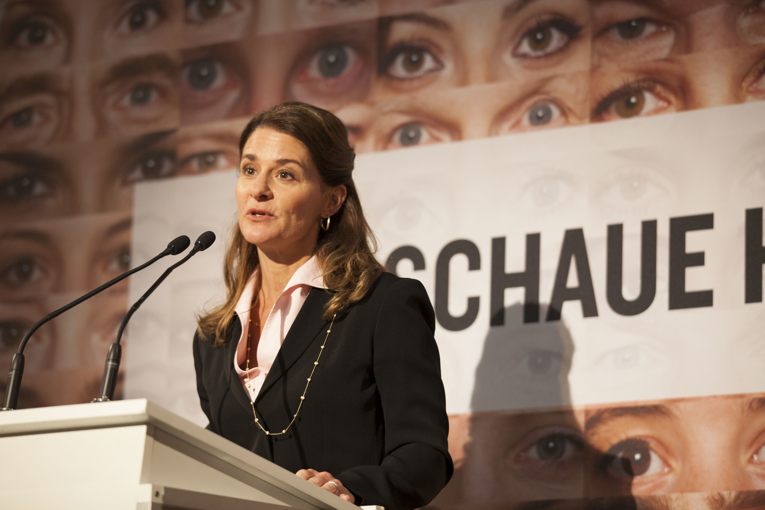  Melinda Gates speaks at ONE Germany’s “Ich Schaue Hin” Campaign.&nbsp; For the Bill &amp; Melinda Gates Foundation.  