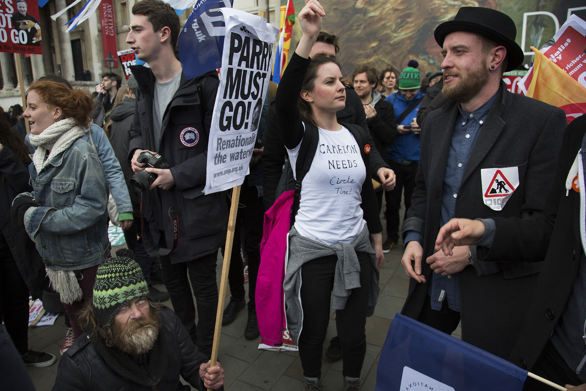  Party atmosphere amongst the crowd at the People's Assembly Against Austerity demonstration. 