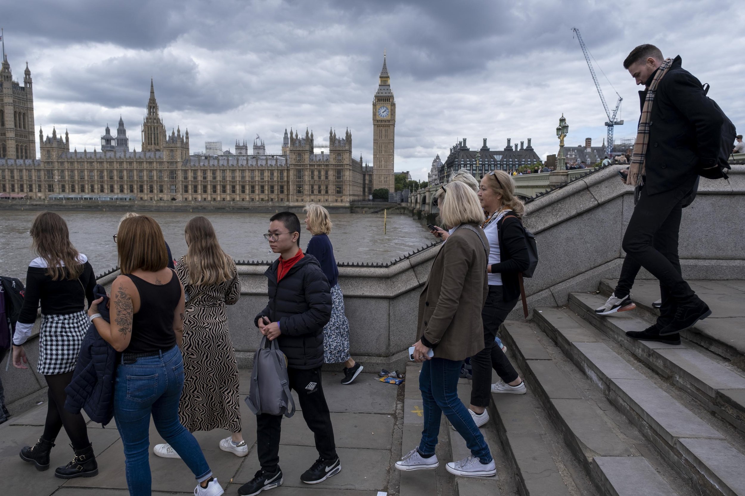  People in the queue to see Queen lying in state reach Westminster. 