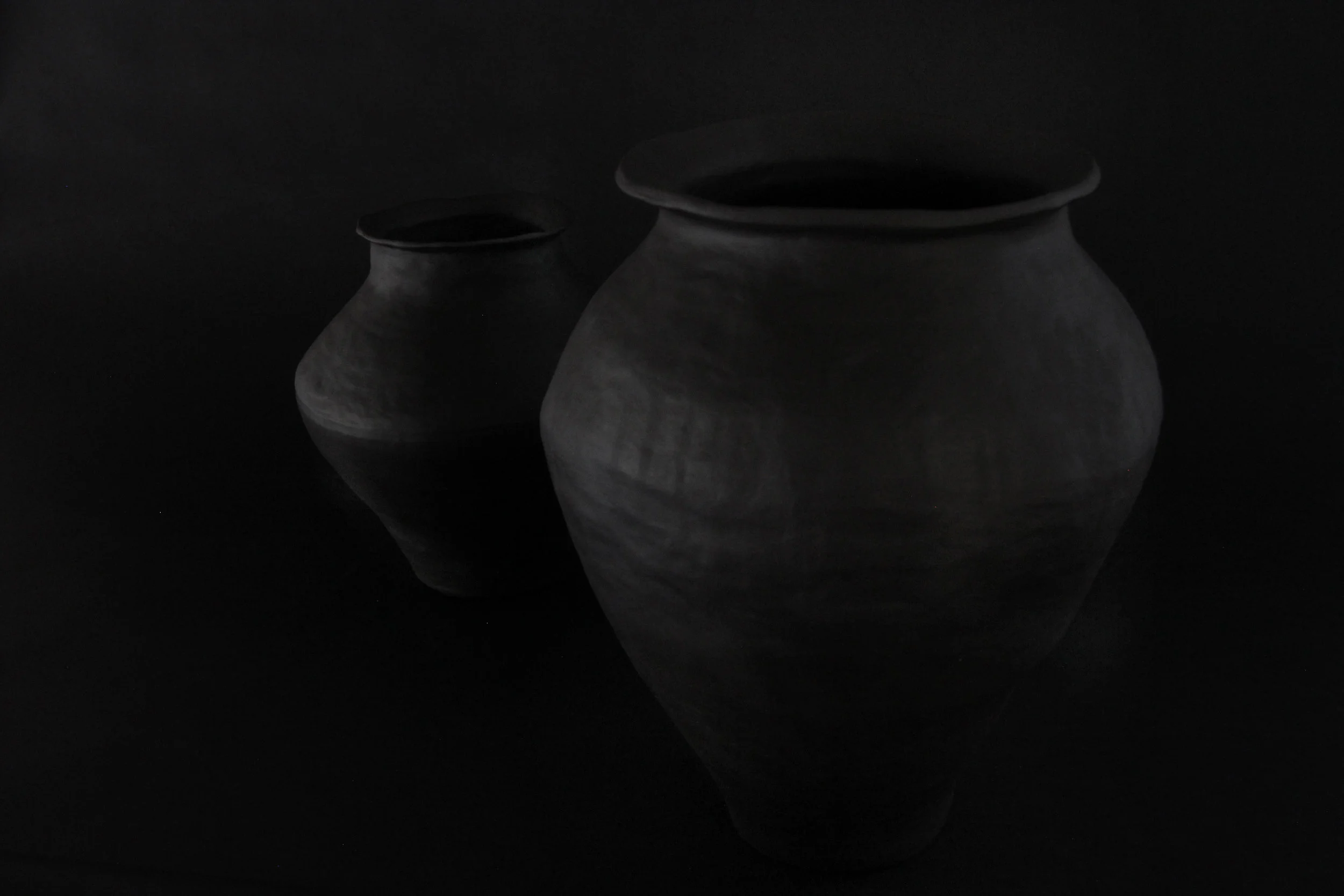Urn I & II, 2018 Unglazed Black Stoneware