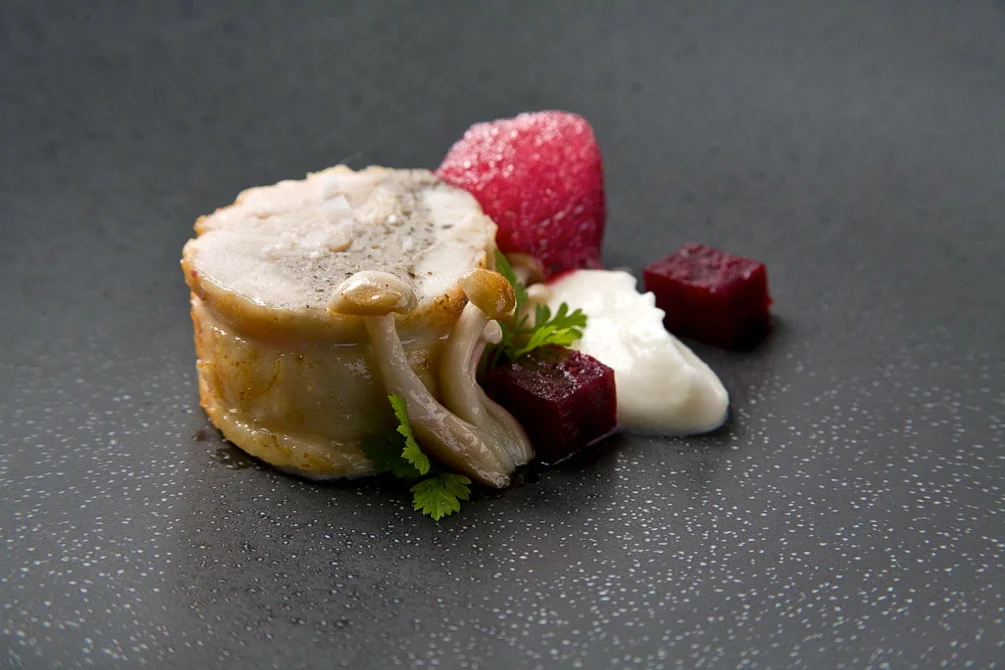 Chicken Roulade with Beets and Foam