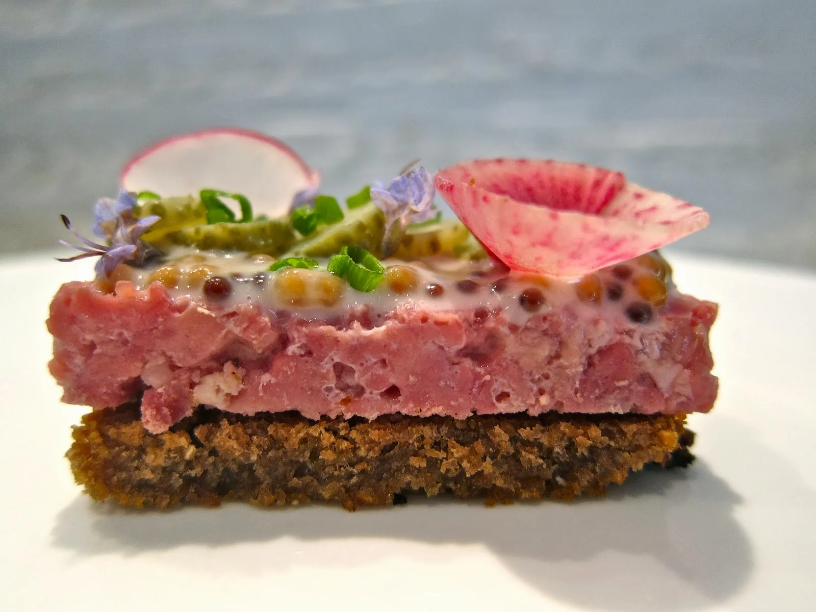 Corned Duck Terrine with Rye, Mustard, and Radish