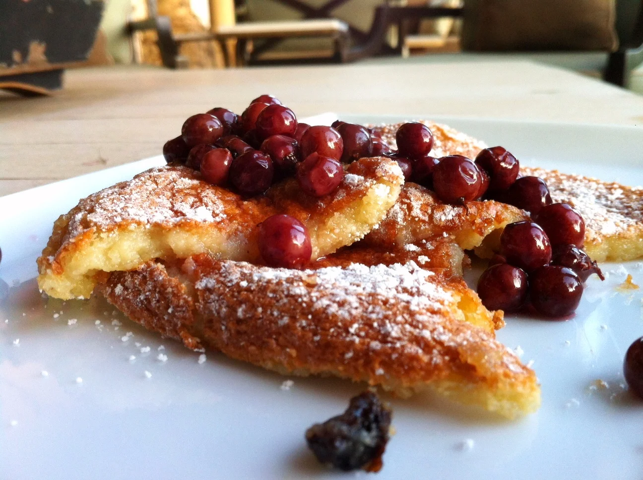 Kaiserschmarrn with Amaretto and Sous Vide Champagne Grapes (Homage to Wolfgang Puck)