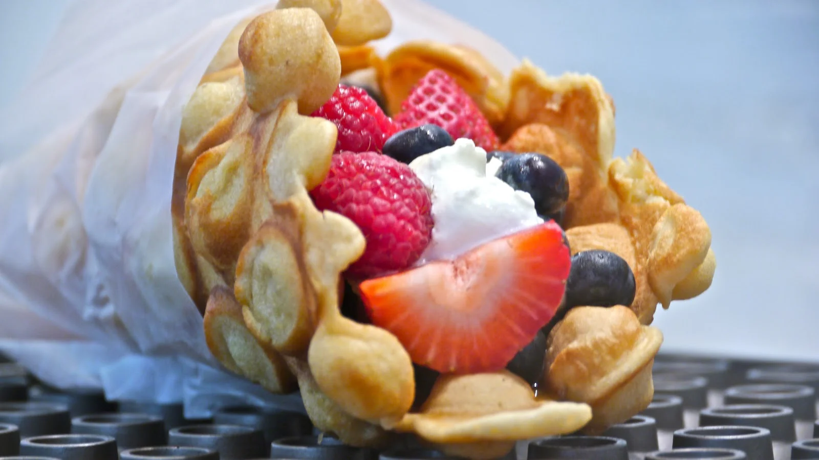 Waffle wrap (burrito) with Berries and Cream