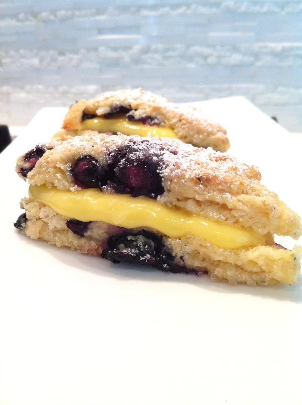 Blueberry Scones Stuffed with Lemon curd