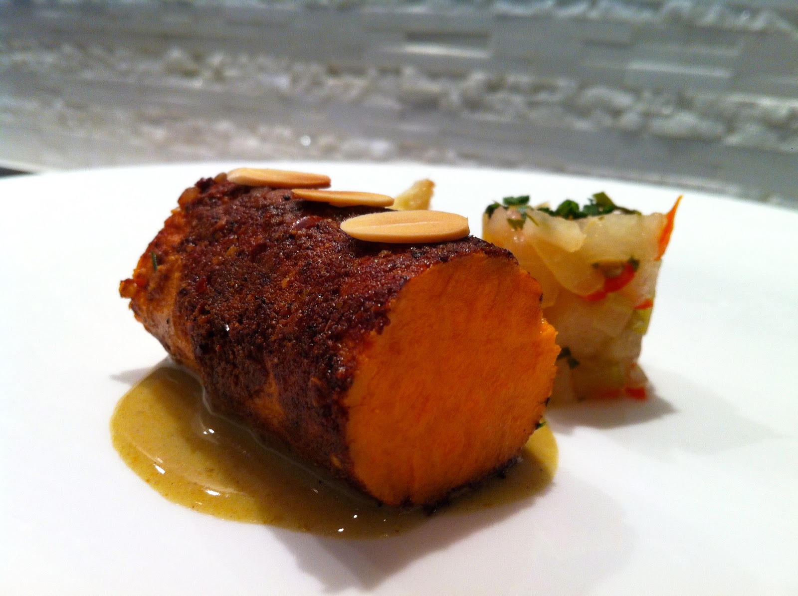 Jerk Sweet Potato with Habanero Pear escabeche