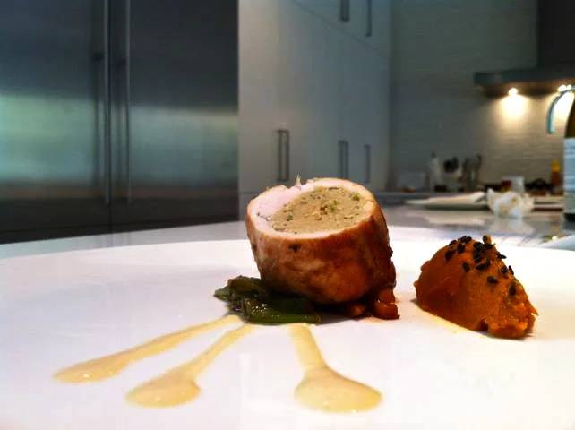 Sous Vide Chinese Chicken with hot mustard and 5 spice carrots