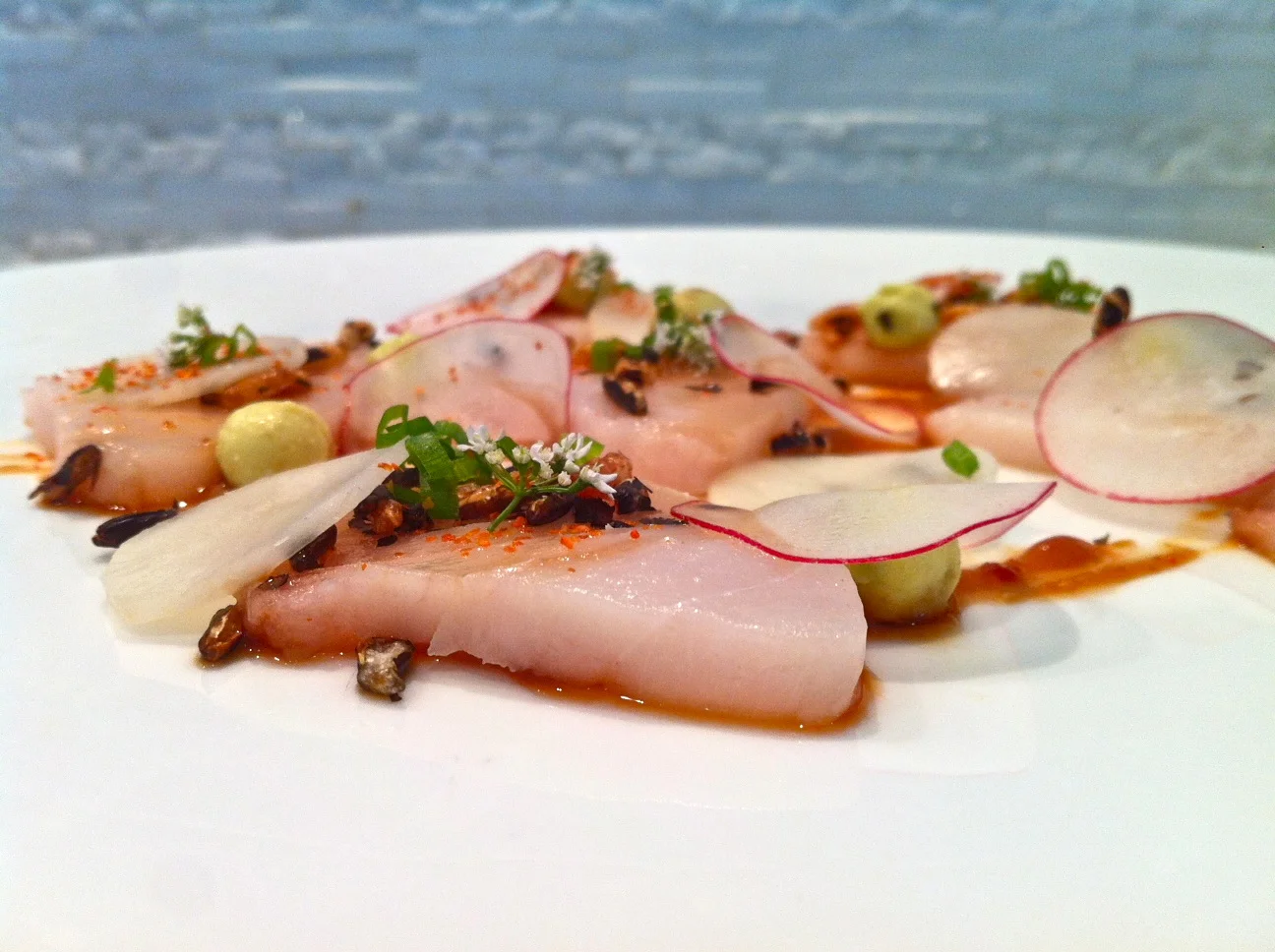 Escolar Crudo with Ponzu, Puffed Black Rice