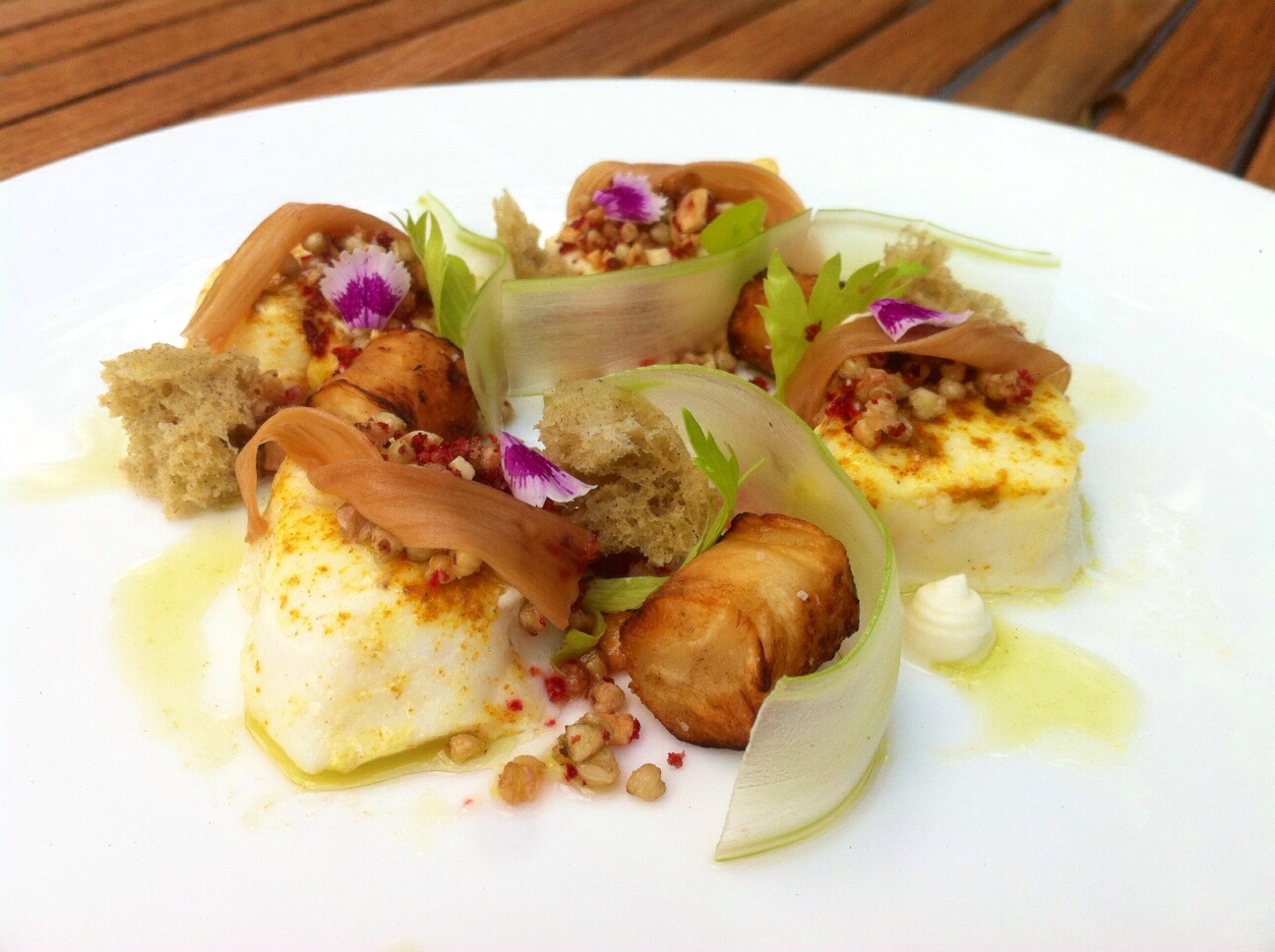 Halibut with Buckwheat, Rhubarb, and Celery