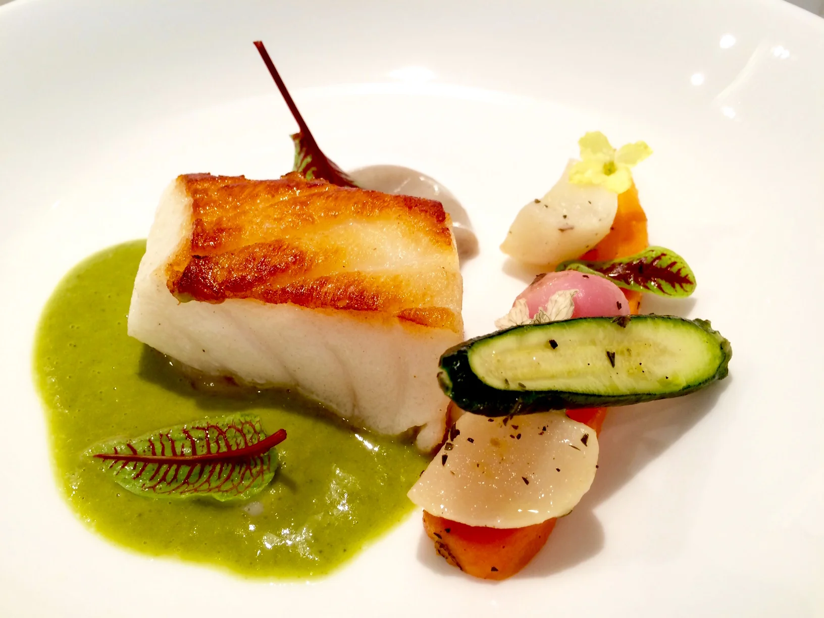 Sea Bass with Salt Roasted Sunchokes and Leek Brown Butter