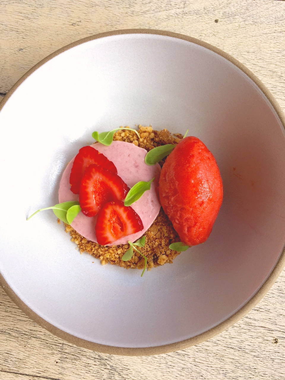 Strawberry Parfait with Strawberry Sorbet and "Shortcake"