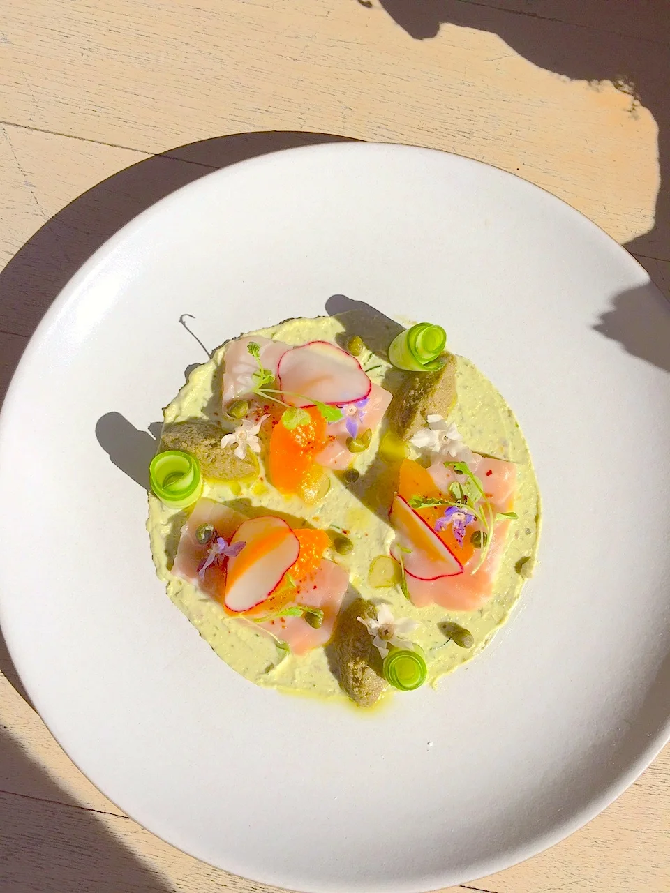 Ivory Salmon Crudo with Anchovy, Fennel, and Orange