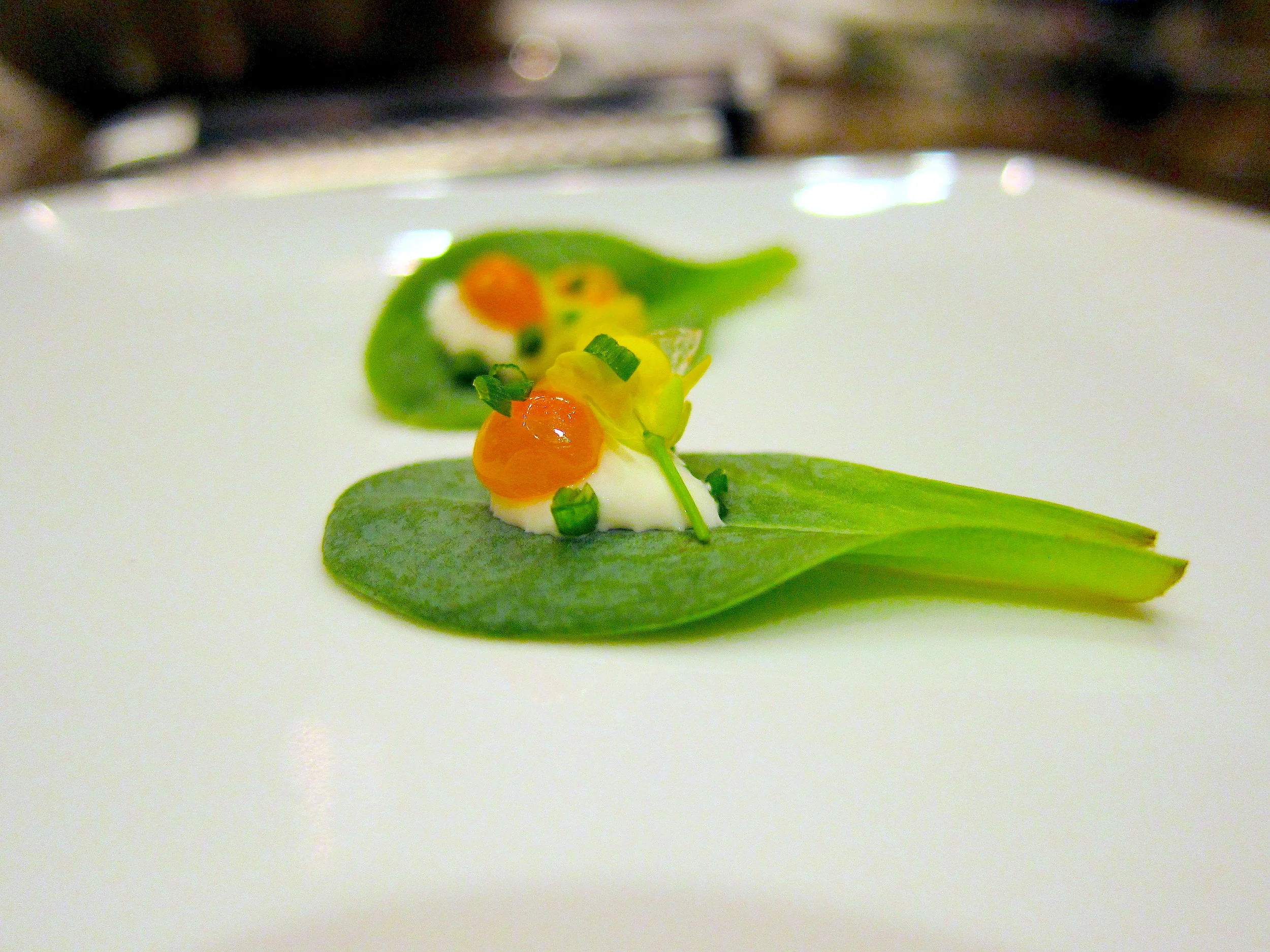 "Oysters and Pearls" Oyster leaf with Salmon Roe