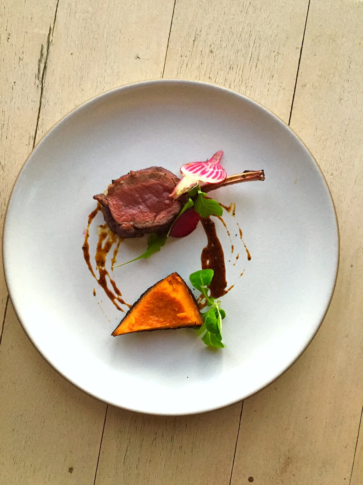 Venison Rack with Kabocha and Molasses Pepper Glaze