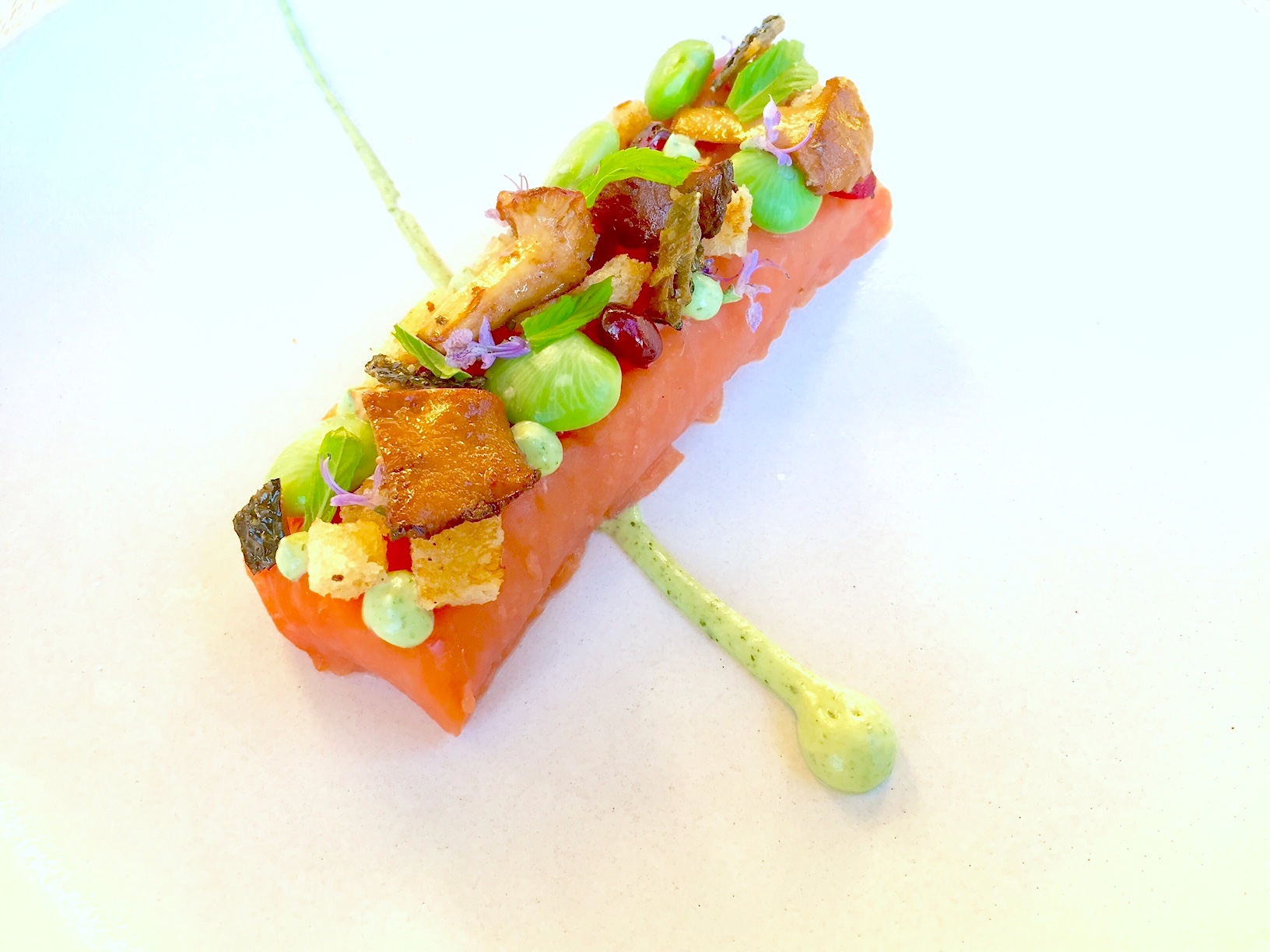 Wild Alaskan Salmon, Persian Mint, Lima, Pomegranate, Chanterelles 