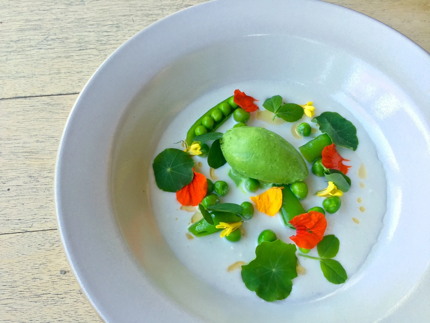 Nasturtium, Peas, Coconut, Thai Chile 