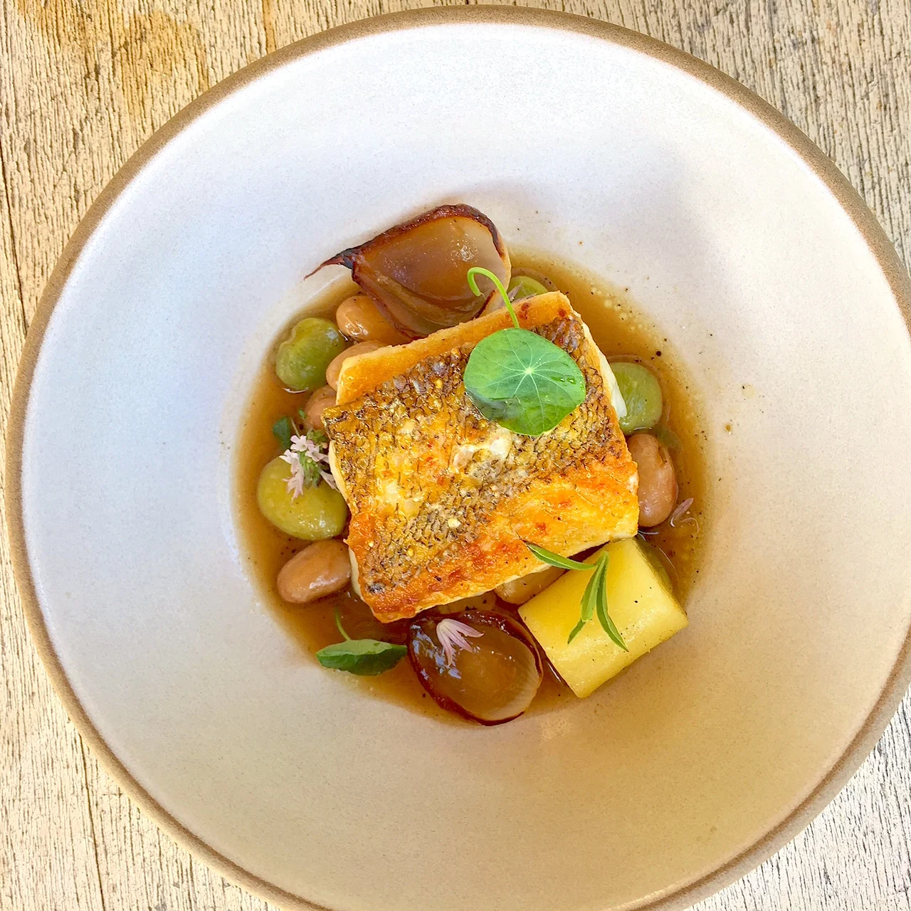 Walleye, Cranberry Bean, Lima, Swiss Chard 