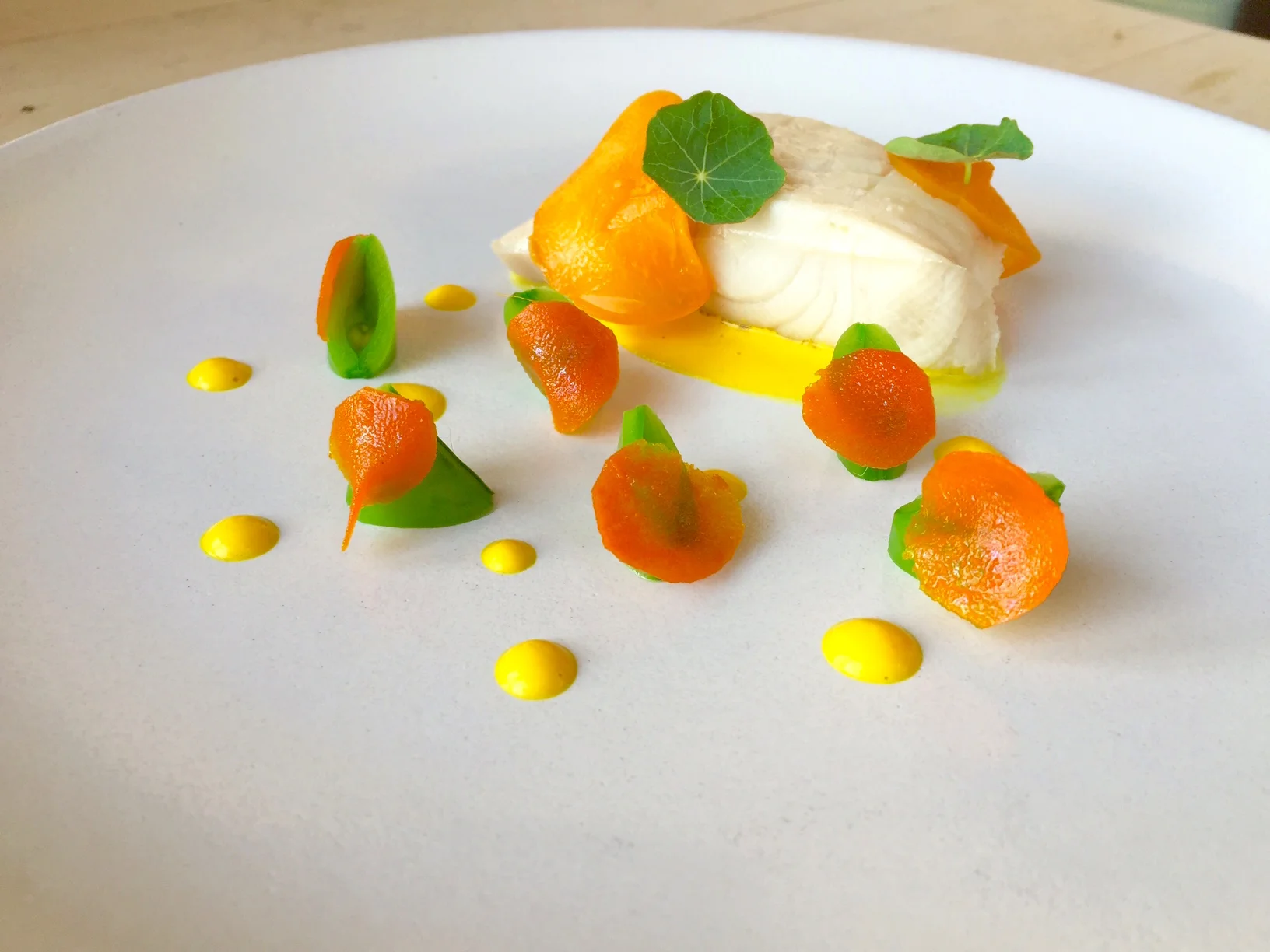 Cod, Candied Turmeric, Pickled Nectarine