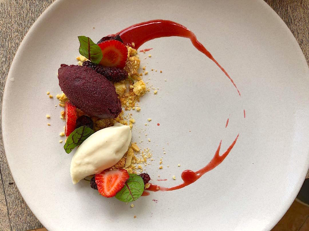 Biscotti with Mulberry, Blueberry, and Ricotta Ice Cream