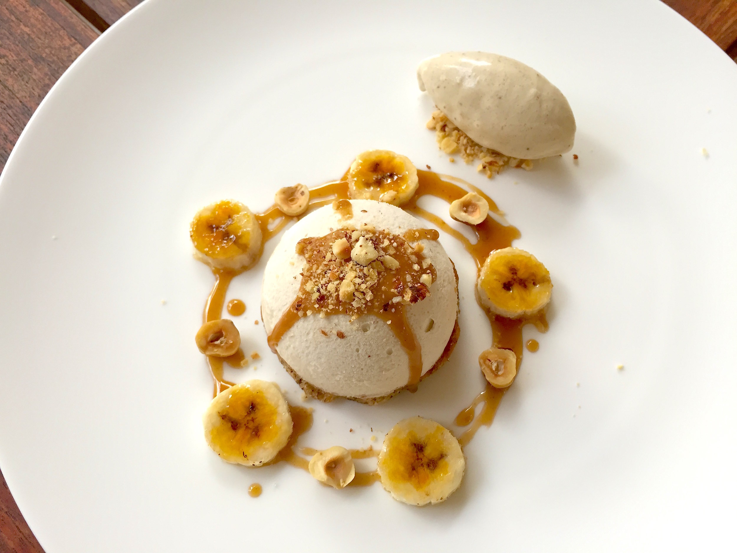 Banana and Hazelnut Bomb with Cinnamon Banana Ice-cream 