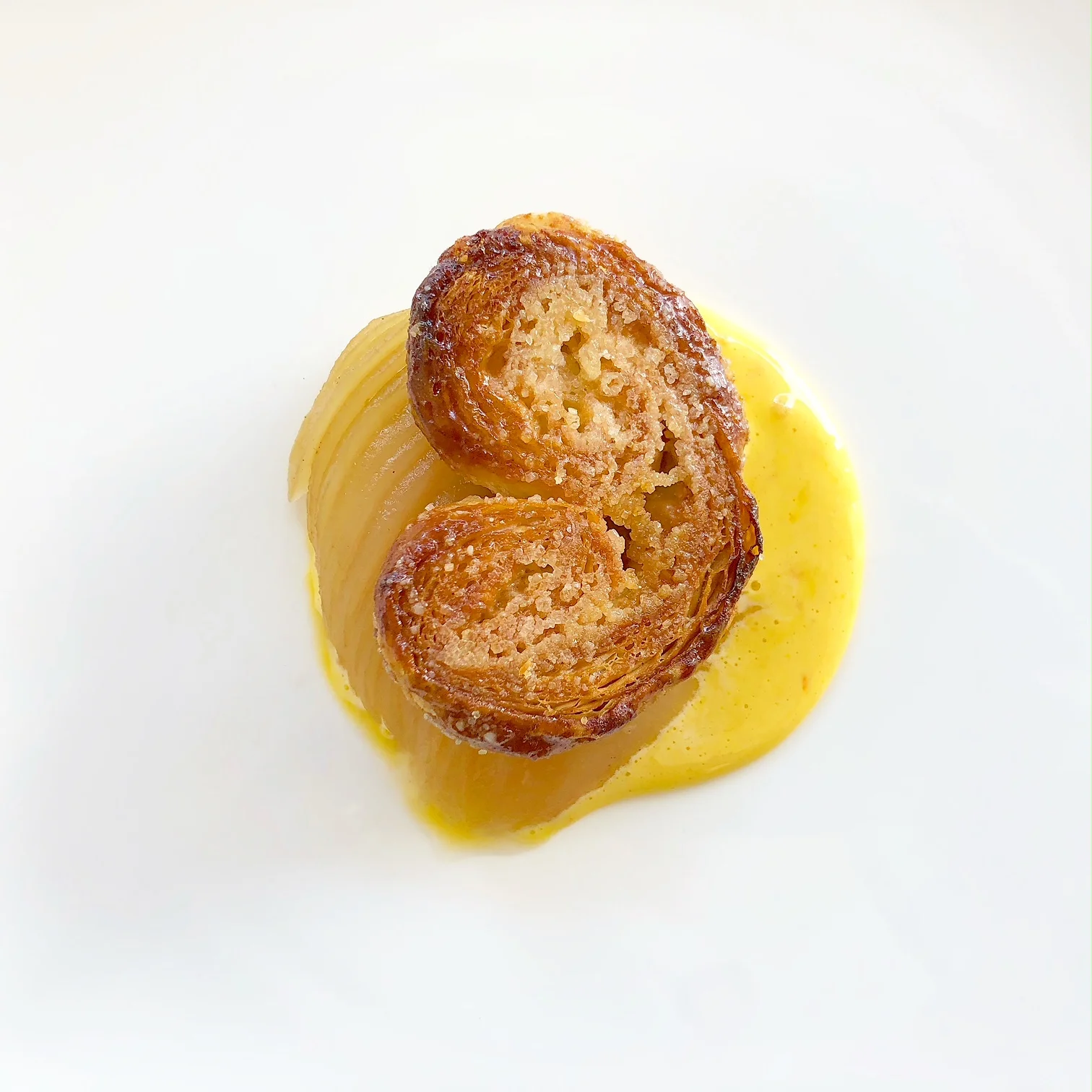 Poached Pear, Sabayon, Palmiers 