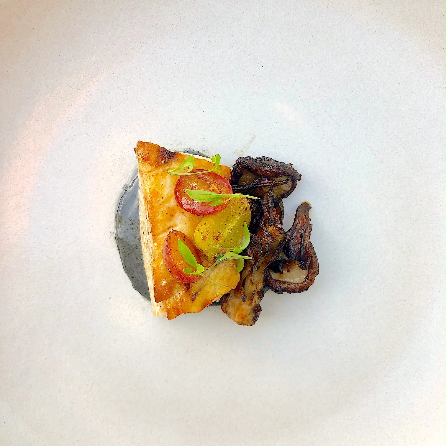Pacific Bass, Ash aioli, Mushrooms