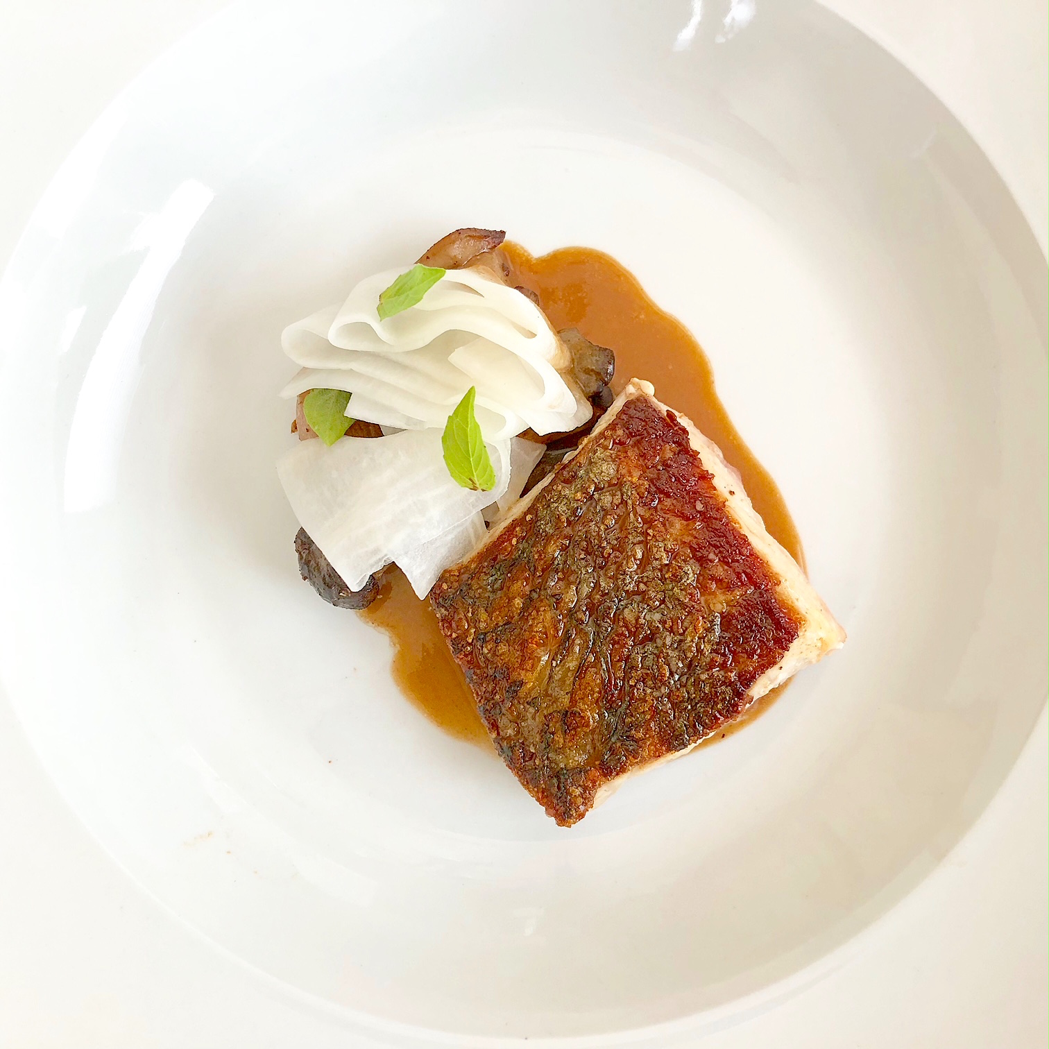 Red Fish with Fermented Daikon and Everything Sauce