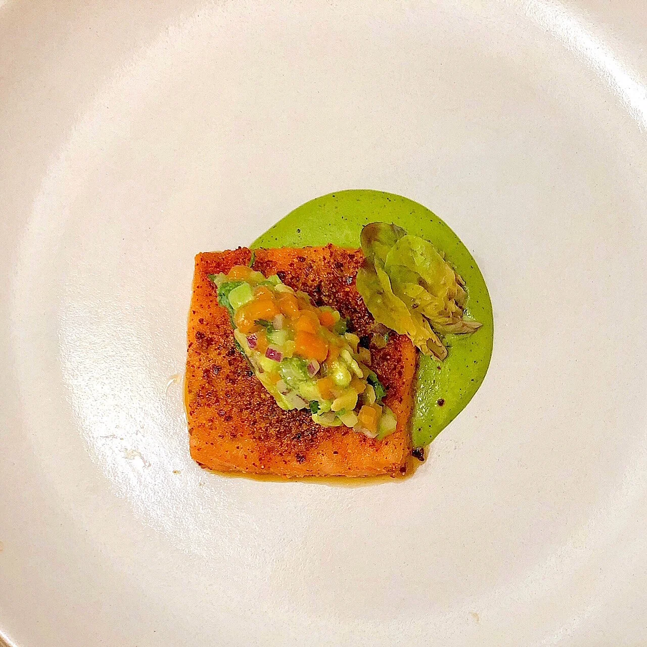 Salmon with Poblano and Persimmon
