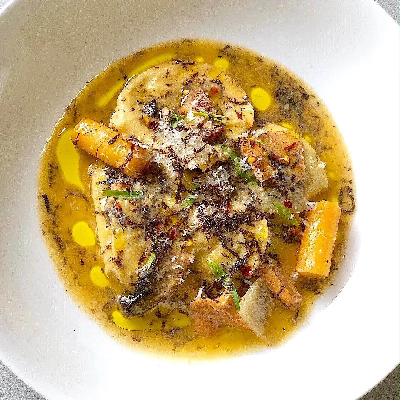 Rutabaga Ravioli with Black Truffle 
