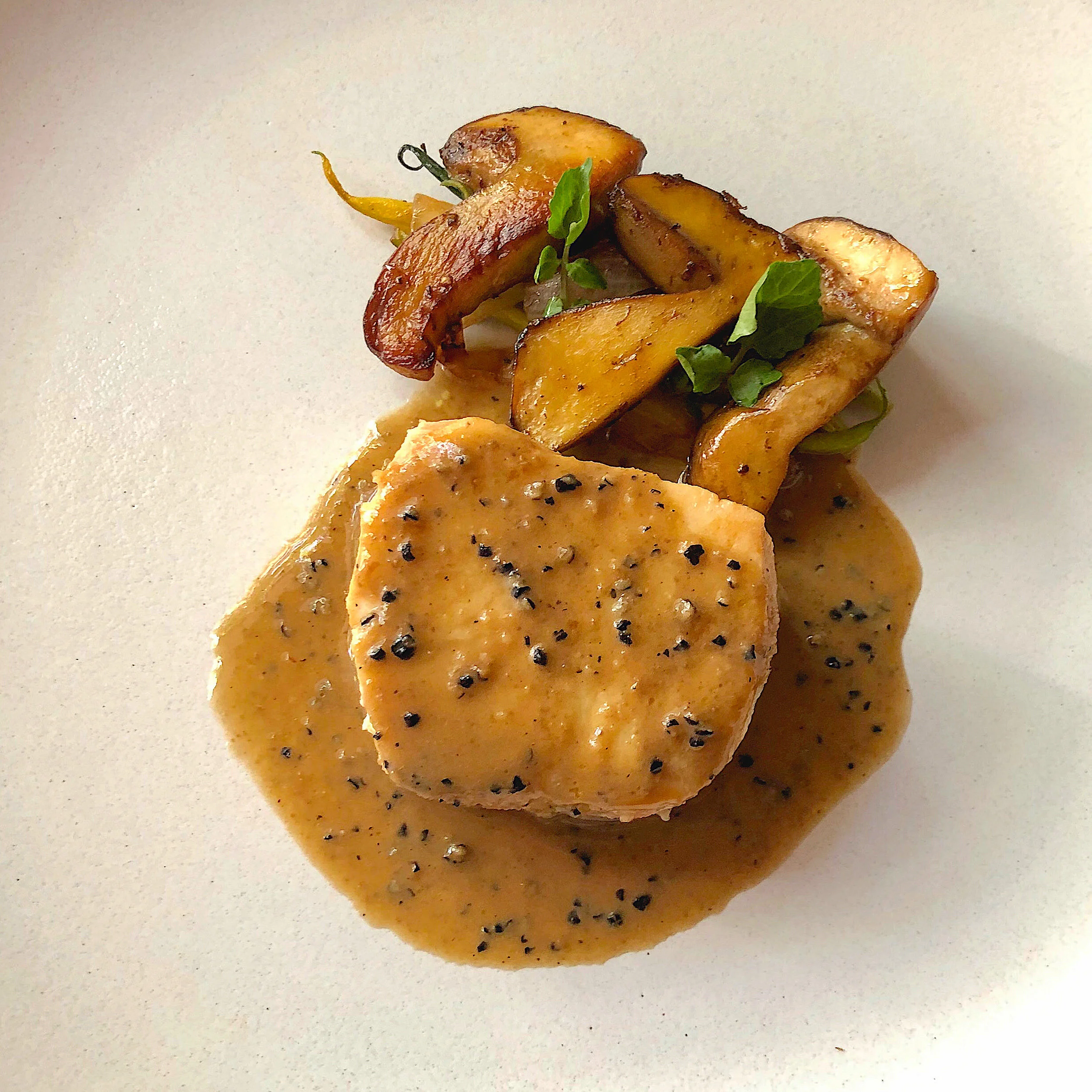 Wild Sea Bass with Porcini and Truffle Sauce 