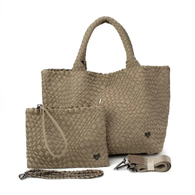 PreneLOVE London Woven Tote- Stone — J&M Home and Garden display picture 1