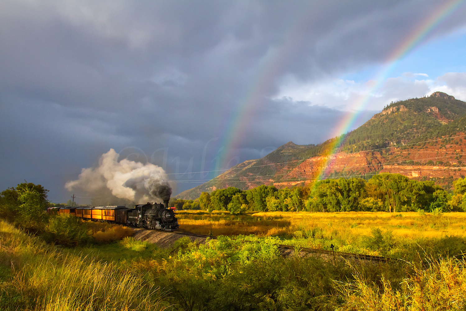 Durango Narrow Gauge Train Double Rainbow, Image #6040