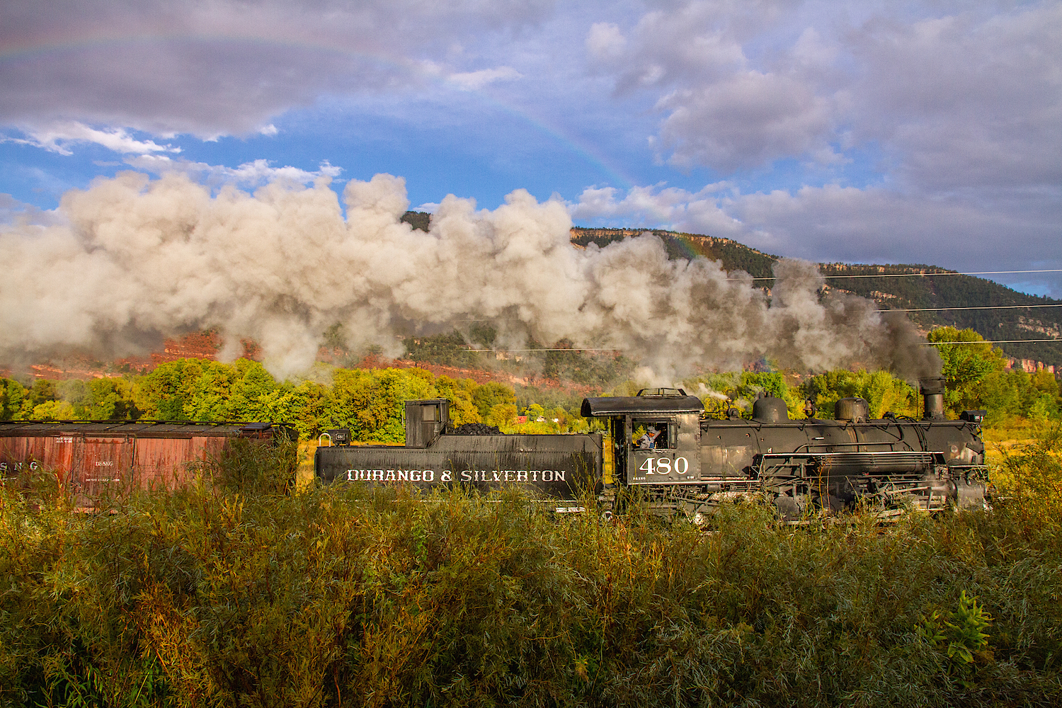 Durango Narrow Gauge Train with rainbow, Image #6066