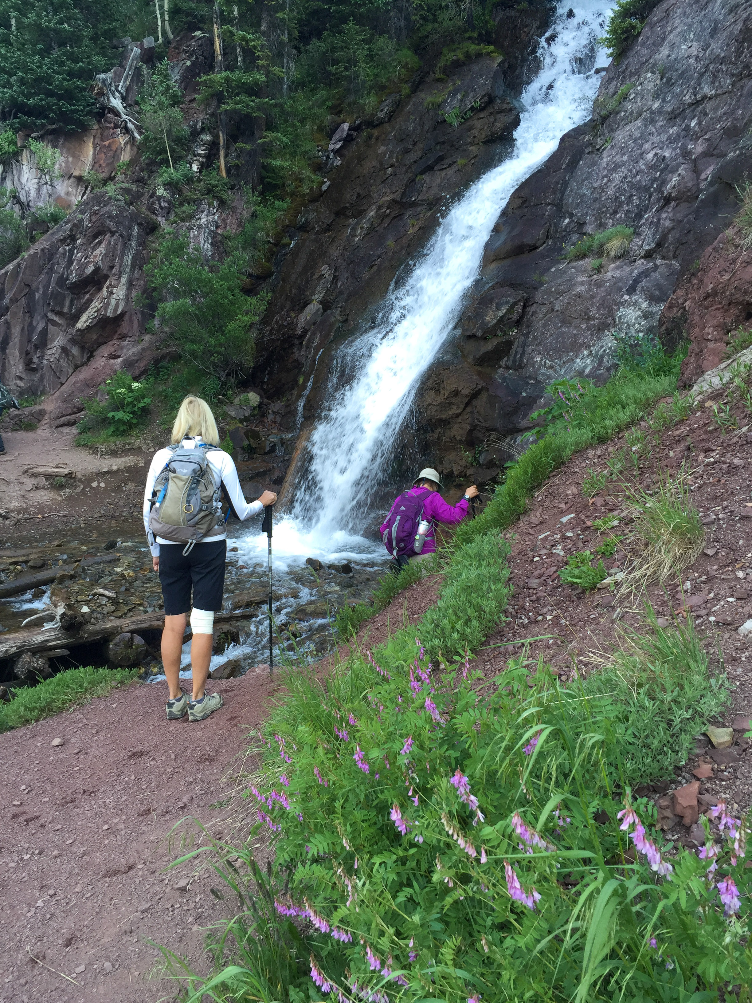 Mary and Connie crossing cheater falls