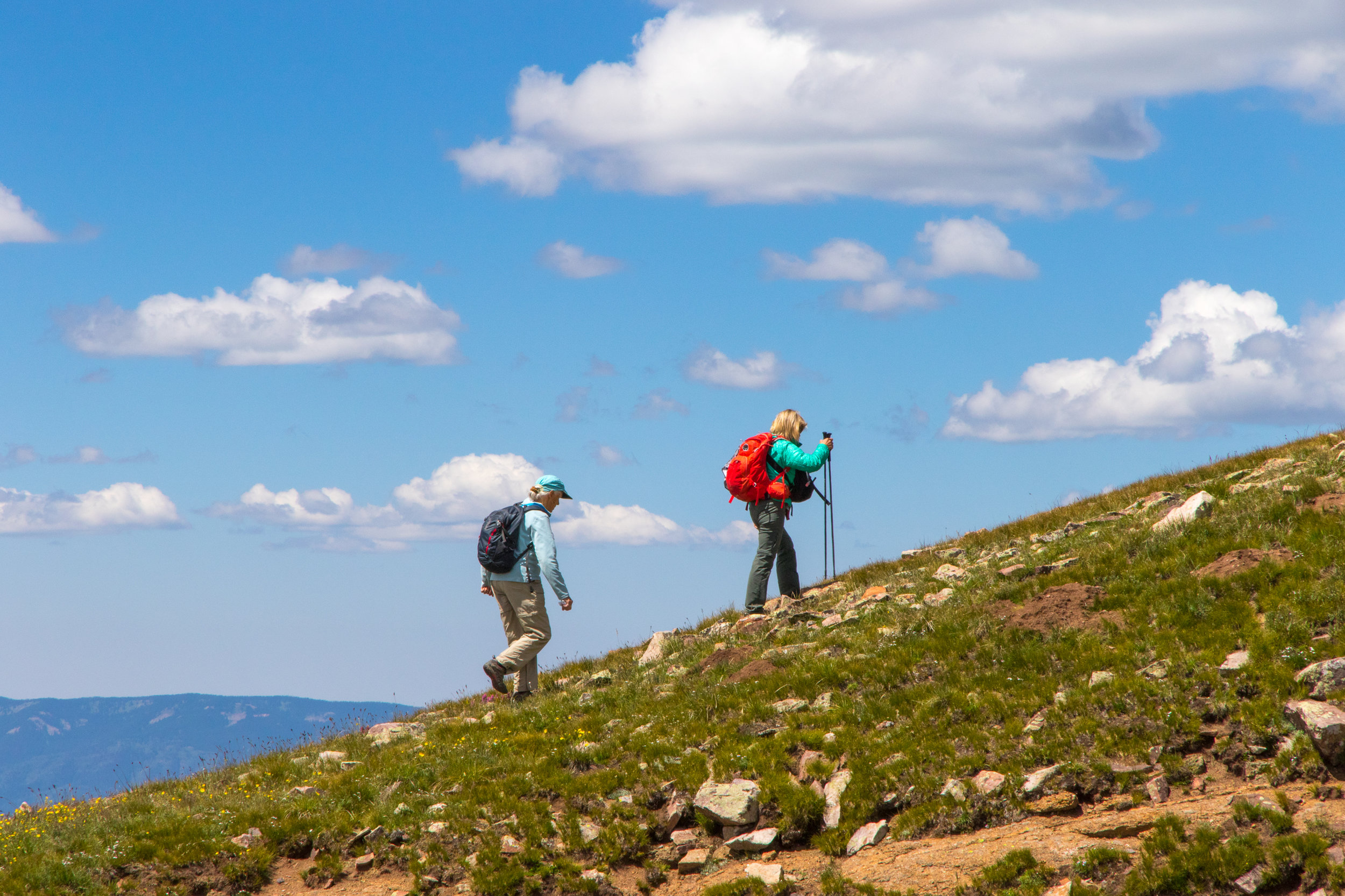 Toby & Mary Ann head up the ridge to the first rise